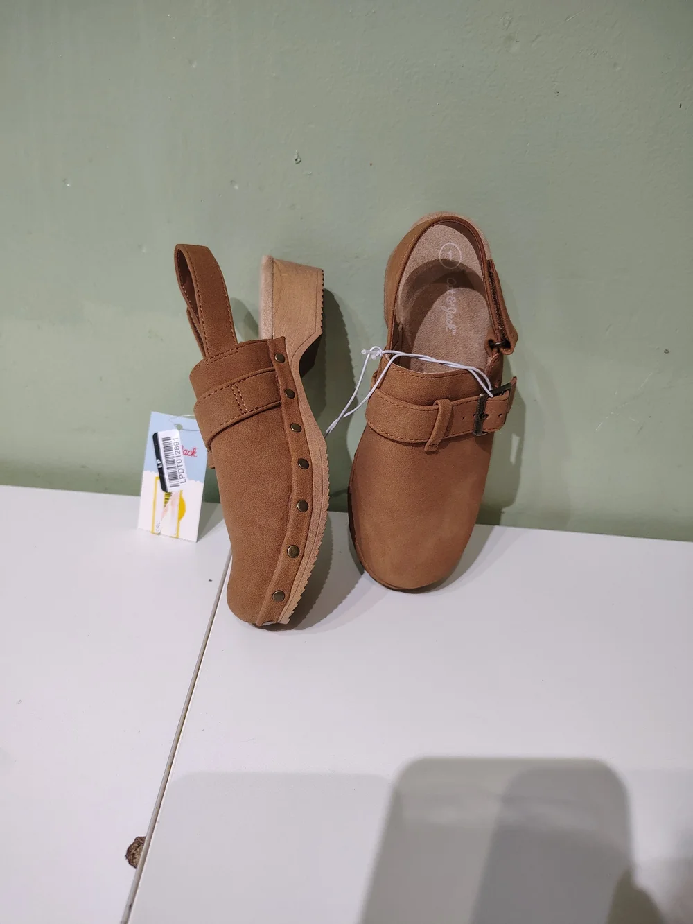 NWT Cat & Jack Brown Clog Heels Big Girl Buckle Suede Size 2 Fall Autumn 1 13
